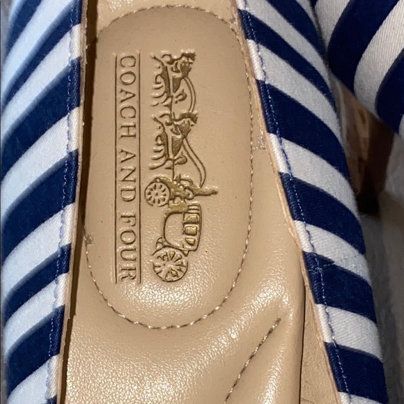 Coach and Four Navy and White Striped Women's Shoes - Picture 2 of 5